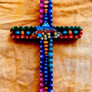 Christmas gift Crafted Cross Christian Wooden collectible Hand Painted Art  New